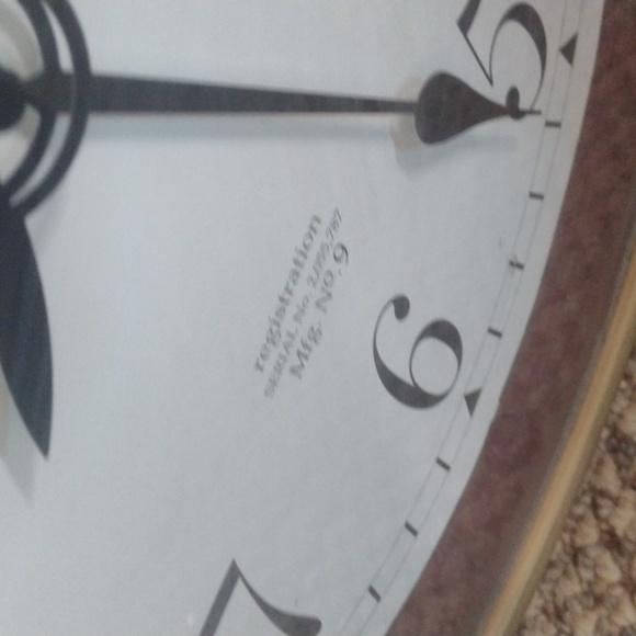 18" Round Brown with Gold Trim Wall Clock - Picture 5 of 5